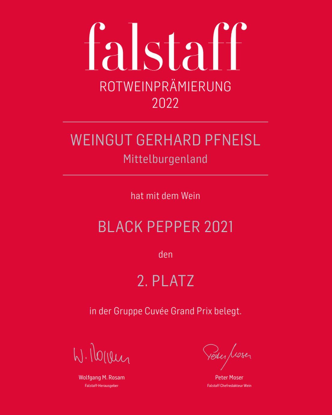 Falstaff 2. Platz